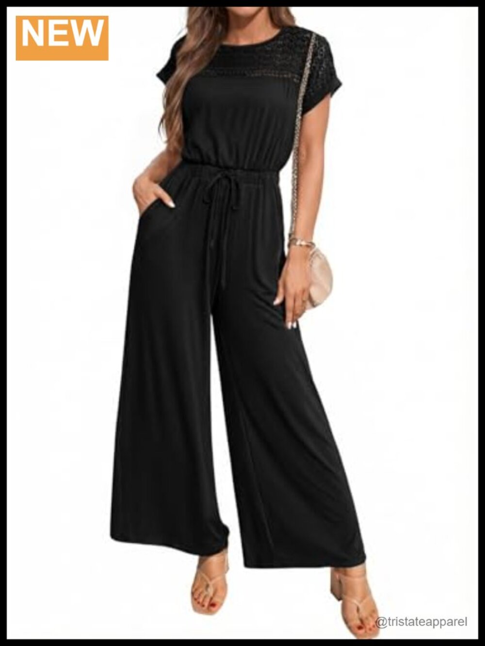 Dokotoo Dressy Casual Wide Leg Jumpsuit With Crochet Hollow Out Design
